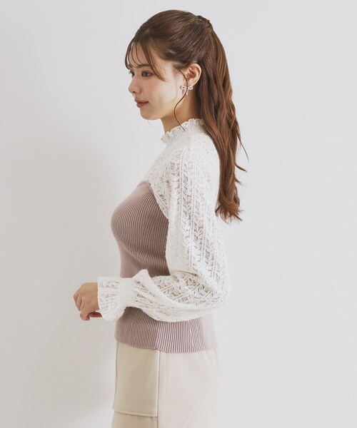 セール】レースビスチェドッキングニット【洗える】（Tシャツ