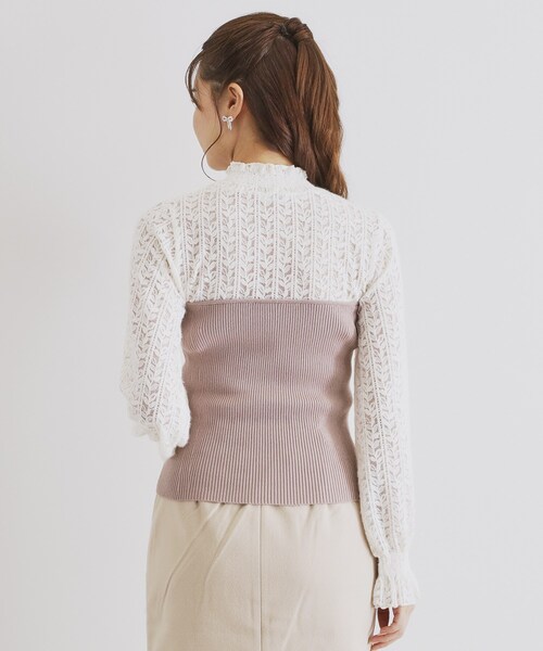 セール】レースビスチェドッキングニット【洗える】（Tシャツ