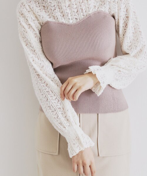 セール】レースビスチェドッキングニット【洗える】（Tシャツ