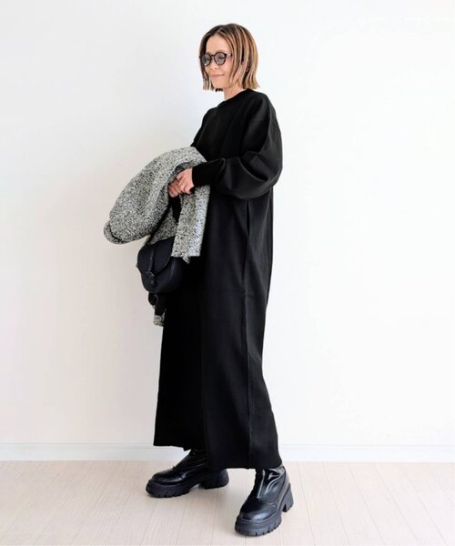 notch.（ノッチ）の「【 notch. by yui 】ロングニットワンピース（ワンピース・レディース・ブラック/オフホワイト/ブルー・M/TM）」の4枚目の写真