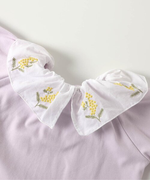 Seraph（セラフ）の「【リンク/ジュニア対応】mimosa刺しゅうラッフルカラートップス（Tシャツ/カットソー・キッズ・アイボリー/ラベンダー・80/90/100/110/120/130/140）」の10枚目の写真