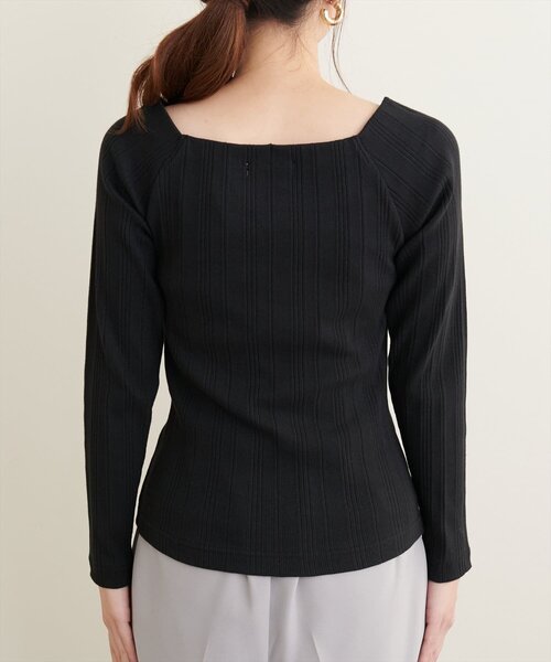 natural couture(ナチュラルクチュール)の「スクエアネックランダムテレコTOPS(Tシャツ/カットソー・レディース・アイボリー/ブラック/モカ/スミクロ・FREE)」の20枚目の写真