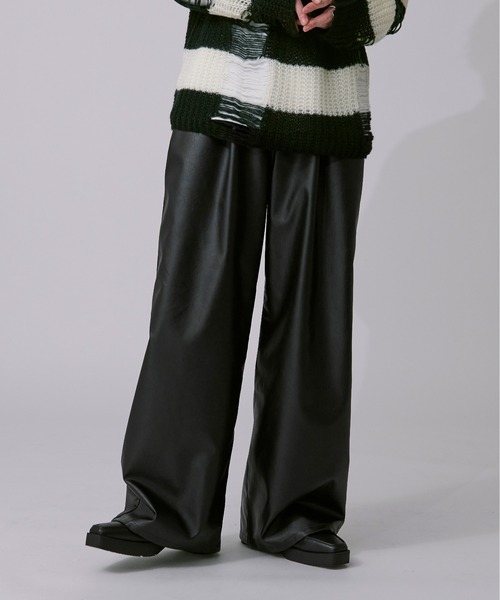 合皮アソートタックワイドフレアパンツ / SET UP対応（その他パンツ