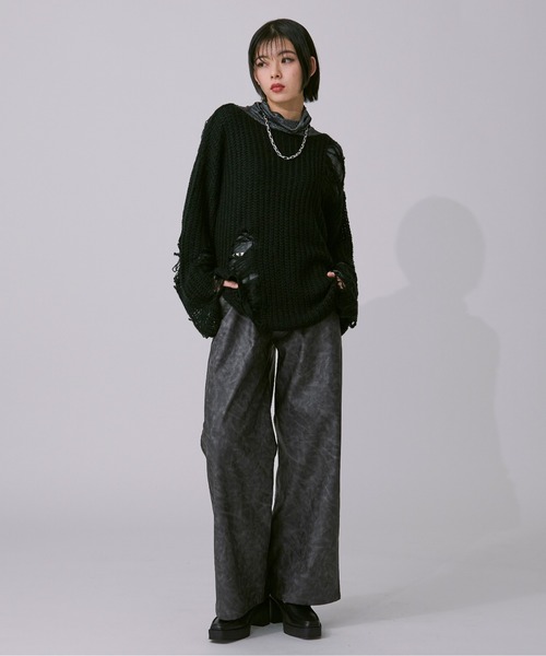 合皮アソートタックワイドフレアパンツ / SET UP対応（その他パンツ