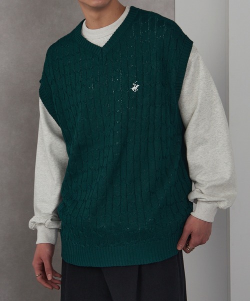 BEVERLY HILLS POLO CLUB（ビバリーヒルズポロクラブ）の「【BEVERLY HILLS POLO CLUB】Vネックケーブルベスト（ベスト・メンズ・ブラック/ネイビー/グリーン/オフホワイト・XL/L/M）」の5枚目の写真