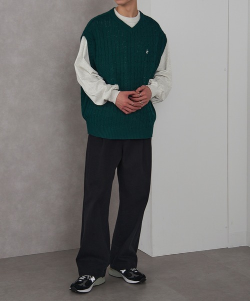 BEVERLY HILLS POLO CLUB（ビバリーヒルズポロクラブ）の「【BEVERLY HILLS POLO CLUB】Vネックケーブルベスト（ベスト・メンズ・ブラック/ネイビー/グリーン/オフホワイト・XL/L/M）」の8枚目の写真