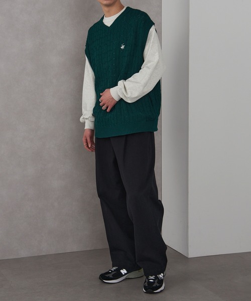 BEVERLY HILLS POLO CLUB（ビバリーヒルズポロクラブ）の「【BEVERLY HILLS POLO CLUB】Vネックケーブルベスト（ベスト・メンズ・ブラック/ネイビー/グリーン/オフホワイト・XL/L/M）」の9枚目の写真