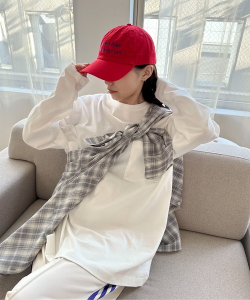 PILIT（ピリット）の「【サイズ展開あり】ビッグポケットロンTee（Tシャツ/カットソー・レディース・ブルー/オートミール/杢グレー/オフホワイト/ピンク・LARGE/MEDIUM）」の21枚目の写真