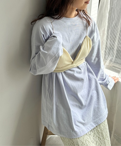 PILIT（ピリット）の「【サイズ展開あり】ビッグポケットロンTee（Tシャツ/カットソー・レディース・ブルー/オートミール/杢グレー/オフホワイト/ピンク・LARGE/MEDIUM）」の11枚目の写真