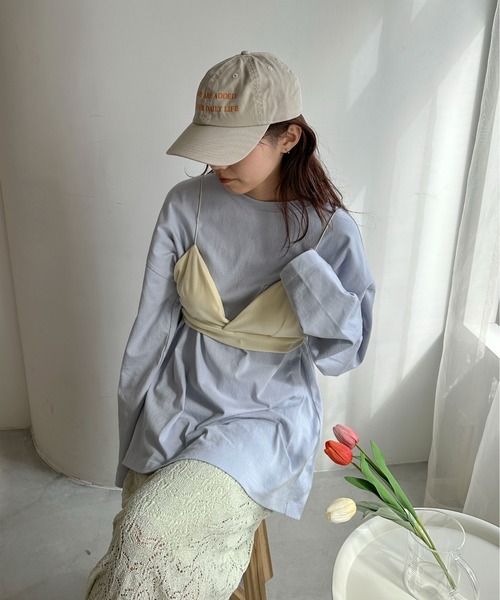 PILIT（ピリット）の「【サイズ展開あり】ビッグポケットロンTee（Tシャツ/カットソー・レディース・ブルー/オートミール/杢グレー/オフホワイト/ピンク・LARGE/MEDIUM）」の12枚目の写真
