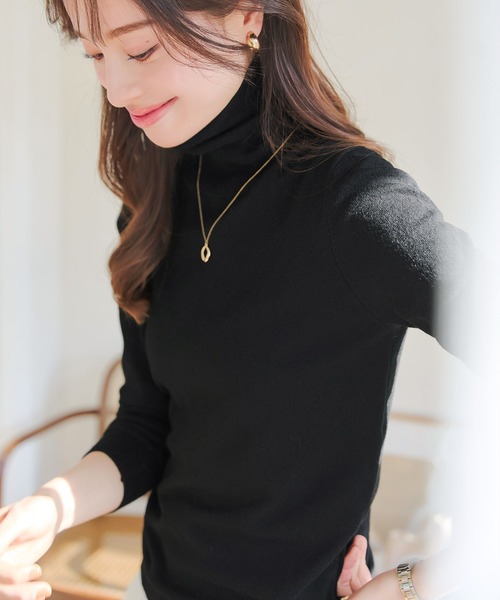 KOBE LETTUCE（コウベレタス）の「[ M/L/XL 選べるネック ] メルティシンプルニット（ニット/セーター・レディース・グレー系/グレー系1/サックスブルー系/サックスブルー系1/ベージュ系/ベージュ系1/アイボリー系/アイボリー系1/ブラック/ブラック系・L/M/XL）」の11枚目の写真