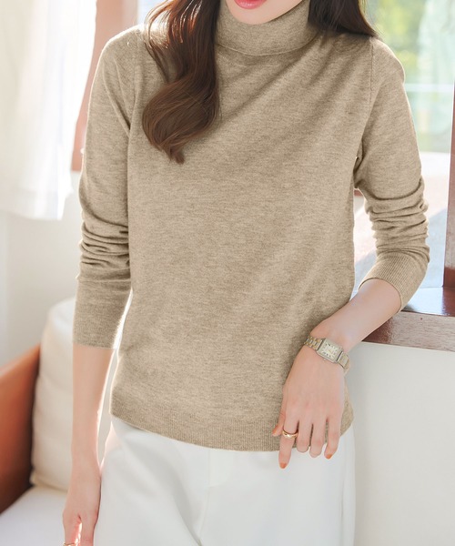 KOBE LETTUCE（コウベレタス）の「[ M/L/XL 選べるネック ] メルティシンプルニット（ニット/セーター・レディース・グレー系/グレー系1/サックスブルー系/サックスブルー系1/ベージュ系/ベージュ系1/アイボリー系/アイボリー系1/ブラック/ブラック系・L/M/XL）」の16枚目の写真