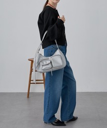 miina♡　韓国　ショルダーバッグ　シルバー Jana Extra-Small Metallic Crocodile Embossed Leather Convertible