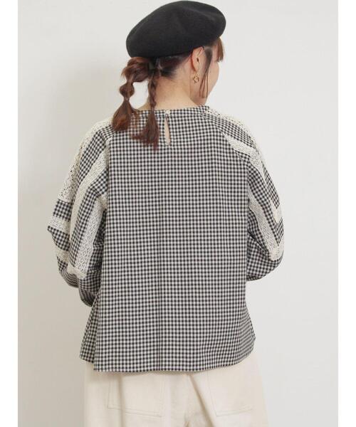 Samansa Mos2（サマンサ モスモス）の「柄アソート袖レース貼りブラウス（シャツ/ブラウス・レディース・ベージュ/オフホワイト/サックスブルー/ブラック・F）」の8枚目の写真