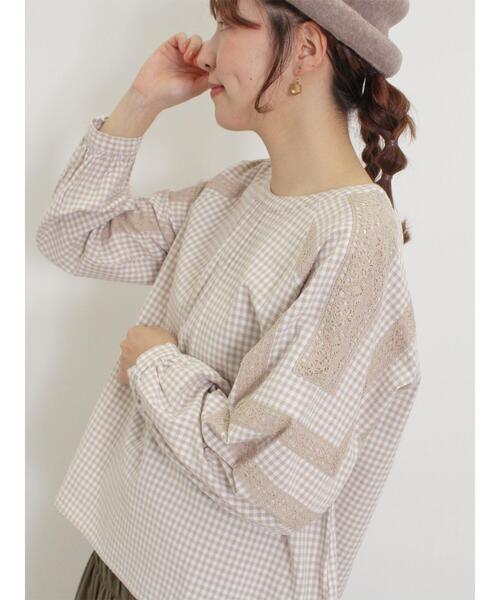 Samansa Mos2（サマンサ モスモス）の「柄アソート袖レース貼りブラウス（シャツ/ブラウス・レディース・ベージュ/オフホワイト/サックスブルー/ブラック・F）」の19枚目の写真