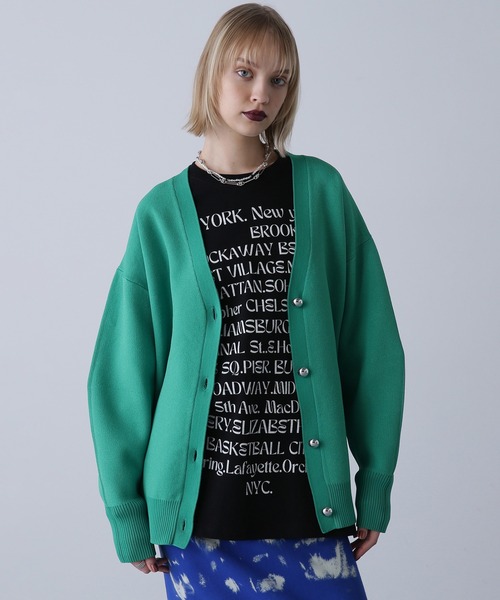 ROSE BUD（ローズバッド）の「ボタンVネックカーディガン（カーディガン/ボレロ・レディース・ブラック/オレンジ/グリーン/ホワイト・ONE SIZE）」の3枚目の写真