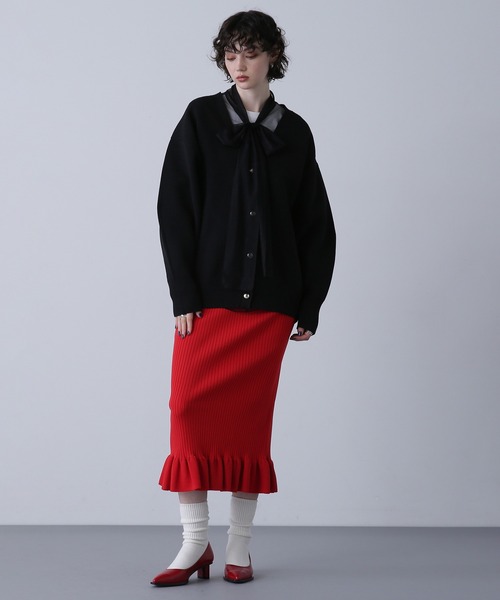 ROSE BUD（ローズバッド）の「ボタンVネックカーディガン（カーディガン/ボレロ・レディース・ブラック/オレンジ/グリーン/ホワイト・ONE SIZE）」の18枚目の写真