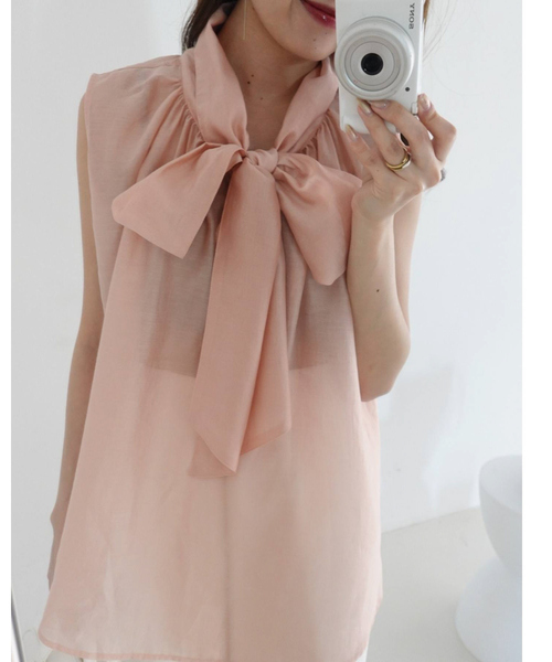 EMMA ROUGE VIF(エマルージュヴィフ)の「【一部店舗限定】【北野百笑さん着用】前後2WAYシアーボウタイブラウス(シャツ/ブラウス・レディース・ホワイト/ピンク/グレイッシュブルー・フリー)」の3枚目の写真