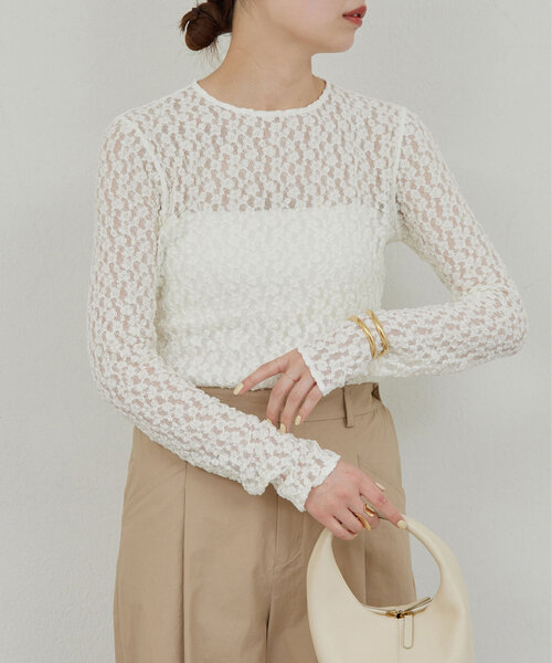 セール】【La nature linge】レースカットソー（Tシャツ