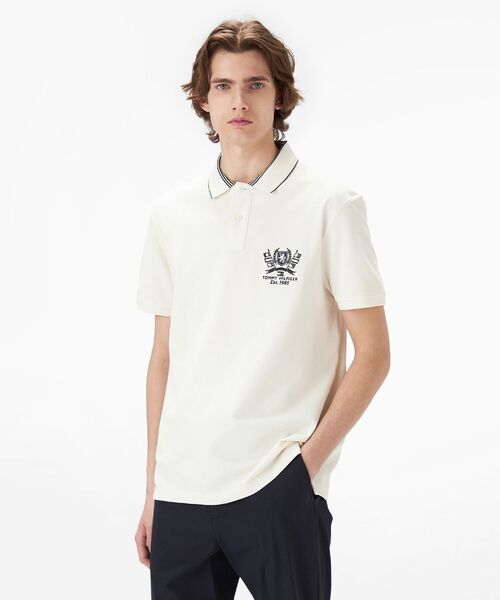 TOMMY HILFIGER（トミーヒルフィガー）の「クレストアイコンポロシャツ（ポロシャツ・メンズ・ホワイト/ネイビー・X-LARGE/SMALL/MEDIUM/LARGE）」の2枚目の写真