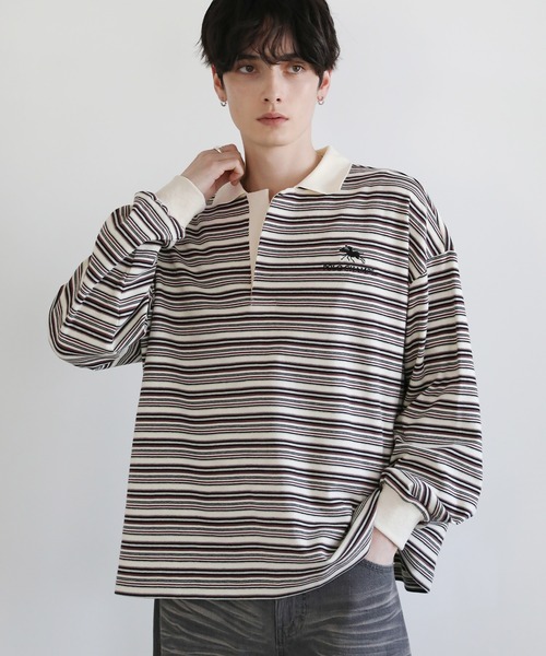 POLO CHAMPS 】スキッパーボーダーロンT（Tシャツ/カットソー