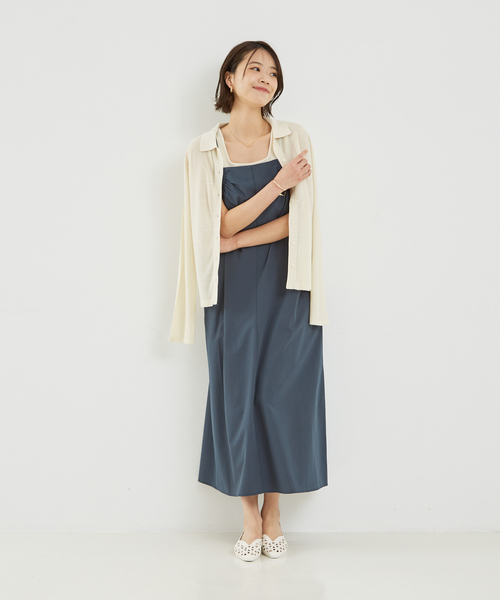 abahouse mavie（アバハウスマヴィ）の「【大人のいちまんワンピ】ギャザーキャミワンピ（ワンピース・レディース・ダークグリーン/ブラック・フリー）」の7枚目の写真