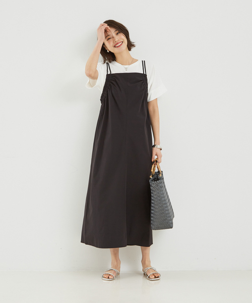 abahouse mavie（アバハウスマヴィ）の「【大人のいちまんワンピ】ギャザーキャミワンピ（ワンピース・レディース・ダークグリーン/ブラック・フリー）」の9枚目の写真