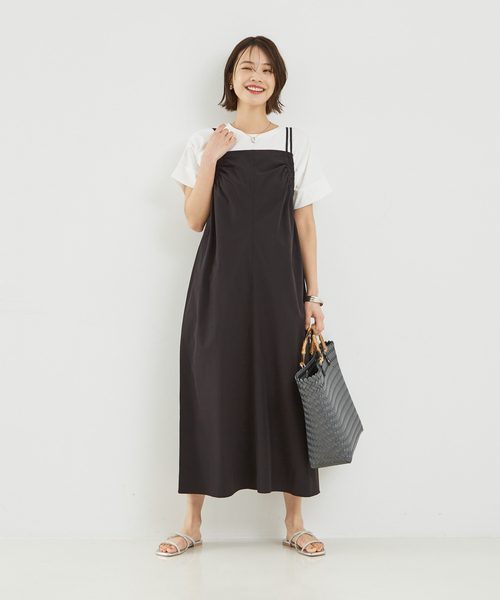 abahouse mavie（アバハウスマヴィ）の「【大人のいちまんワンピ】ギャザーキャミワンピ（ワンピース・レディース・ダークグリーン/ブラック・フリー）」の11枚目の写真
