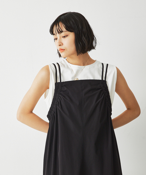 abahouse mavie（アバハウスマヴィ）の「【大人のいちまんワンピ】ギャザーキャミワンピ（ワンピース・レディース・ダークグリーン/ブラック・フリー）」の15枚目の写真