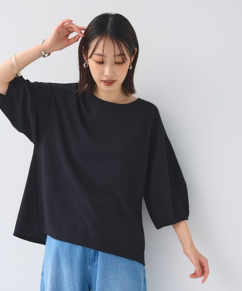 CROSS FUNCTION（クロスファンクション）の「《シワになりにくい》サマ美え ジョーゼットバルーンスリーブトップス【CF/クロスファンクション】（Tシャツ/カットソー・レディース・オフホワイト/ネイビー/ブラック・L/M/LL）」の2枚目の写真