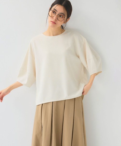 CROSS FUNCTION（クロスファンクション）の「《シワになりにくい》サマ美え ジョーゼットバルーンスリーブトップス【CF/クロスファンクション】（Tシャツ/カットソー・レディース・オフホワイト/ネイビー/ブラック・L/M/LL）」の9枚目の写真