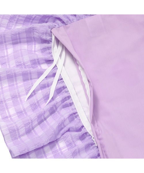 シアーチェック フリル 掛け布団カバー セミダブル パープル（寝具