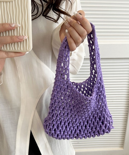 florist（フローリスト）の「【13COLORS】メッシュミニハンドバッグ（ハンドバッグ・レディース・モスグリーン/ベージュ/ラベンダー/テラコッタ/ライトグリーン/グリーン/ホワイト/モカ/パープル/イエロー/チェリーピンク/ブラック/スカイブルー・FREE）」の10枚目の写真