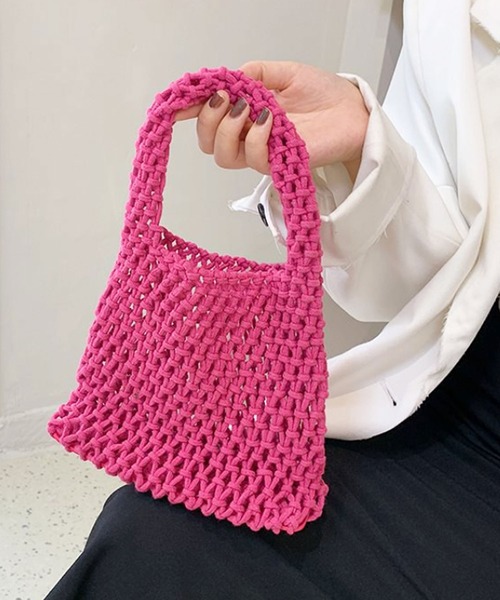 florist（フローリスト）の「【13COLORS】メッシュミニハンドバッグ（ハンドバッグ・レディース・モスグリーン/ベージュ/ラベンダー/テラコッタ/ライトグリーン/グリーン/ホワイト/モカ/パープル/イエロー/チェリーピンク/ブラック/スカイブルー・FREE）」の13枚目の写真