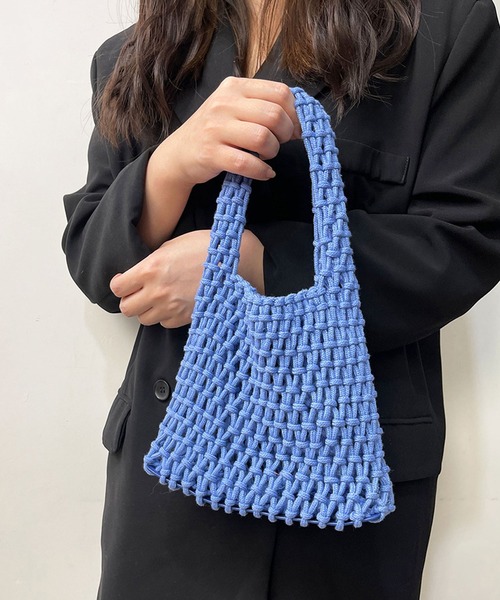 florist（フローリスト）の「【13COLORS】メッシュミニハンドバッグ（ハンドバッグ・レディース・モスグリーン/ベージュ/ラベンダー/テラコッタ/ライトグリーン/グリーン/ホワイト/モカ/パープル/イエロー/チェリーピンク/ブラック/スカイブルー・FREE）」の9枚目の写真