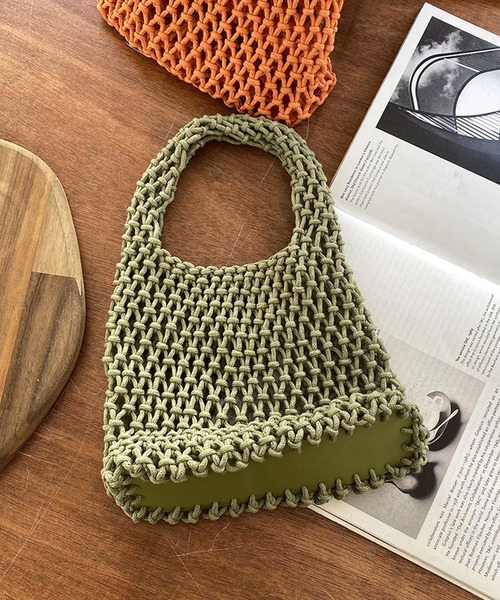 florist（フローリスト）の「【13COLORS】メッシュミニハンドバッグ（ハンドバッグ・レディース・モスグリーン/ベージュ/ラベンダー/テラコッタ/ライトグリーン/グリーン/ホワイト/モカ/パープル/イエロー/チェリーピンク/ブラック/スカイブルー・FREE）」の15枚目の写真