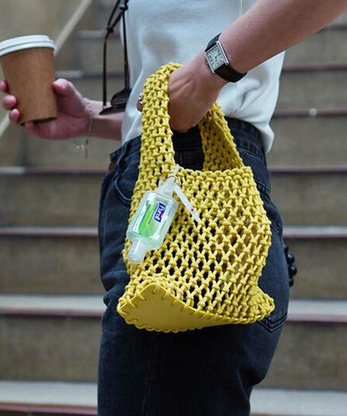 florist（フローリスト）の「【13COLORS】メッシュミニハンドバッグ（ハンドバッグ・レディース・モスグリーン/ベージュ/ラベンダー/テラコッタ/ライトグリーン/グリーン/ホワイト/モカ/パープル/イエロー/チェリーピンク/ブラック/スカイブルー・FREE）」の17枚目の写真