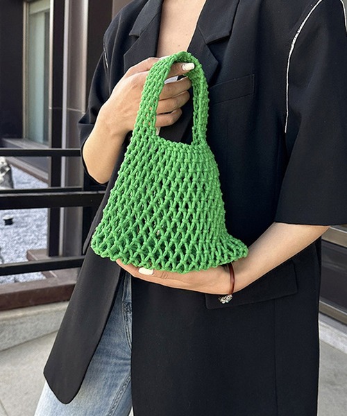 florist（フローリスト）の「【13COLORS】メッシュミニハンドバッグ（ハンドバッグ・レディース・モスグリーン/ベージュ/ラベンダー/テラコッタ/ライトグリーン/グリーン/ホワイト/モカ/パープル/イエロー/チェリーピンク/ブラック/スカイブルー・FREE）」の19枚目の写真