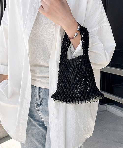 florist（フローリスト）の「【13COLORS】メッシュミニハンドバッグ（ハンドバッグ・レディース・モスグリーン/ベージュ/ラベンダー/テラコッタ/ライトグリーン/グリーン/ホワイト/モカ/パープル/イエロー/チェリーピンク/ブラック/スカイブルー・FREE）」の20枚目の写真