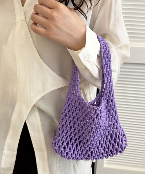 florist（フローリスト）の「【13COLORS】メッシュミニハンドバッグ（ハンドバッグ・レディース・モスグリーン/ベージュ/ラベンダー/テラコッタ/ライトグリーン/グリーン/ホワイト/モカ/パープル/イエロー/チェリーピンク/ブラック/スカイブルー・FREE）」の22枚目の写真