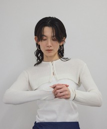 【WEB限定】ループヤーンリブショートカーディガン/ボレロ［セットアップ対応］