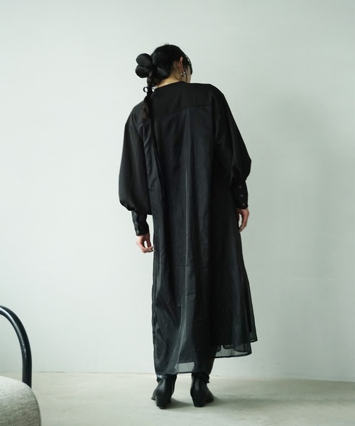 O'fmus（オフムス）の「【O'fmus】 EブロードｘオーガンジーレイヤードＯＰ ofmw25s003（ワンピース・レディース・ブラック・FREE）」の21枚目の写真