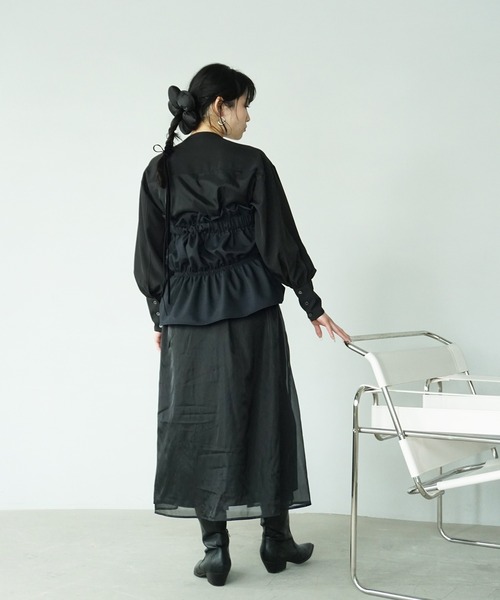 O'fmus（オフムス）の「【O'fmus】 EブロードｘオーガンジーレイヤードＯＰ ofmw25s003（ワンピース・レディース・ブラック・FREE）」の6枚目の写真