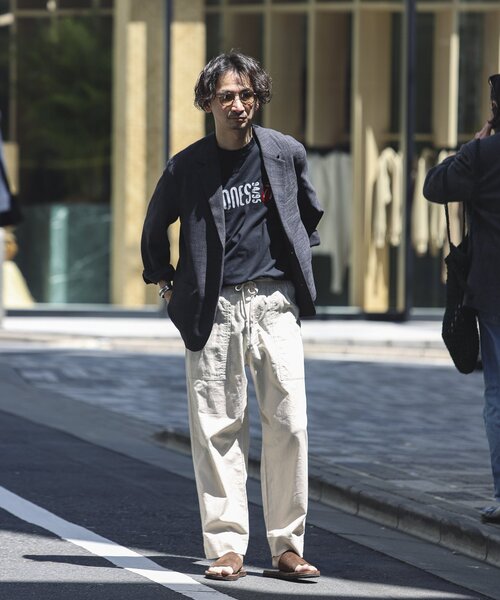 JOURNAL STANDARD relume（ジャーナルスタンダード　レリューム）の「TECH CANVAS ジャケット（セットアップ着用可）（テーラードジャケット・メンズ・ブラック/アイボリー/クリアブルー/ライトグレー・MEDIUM/LARGE）」の6枚目の写真