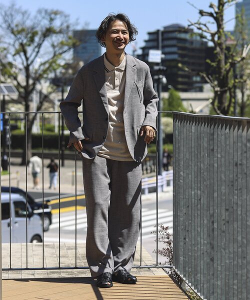 JOURNAL STANDARD relume（ジャーナルスタンダード　レリューム）の「TECH CANVAS ジャケット（セットアップ着用可）（テーラードジャケット・メンズ・ブラック/アイボリー/クリアブルー/ライトグレー・MEDIUM/LARGE）」の7枚目の写真