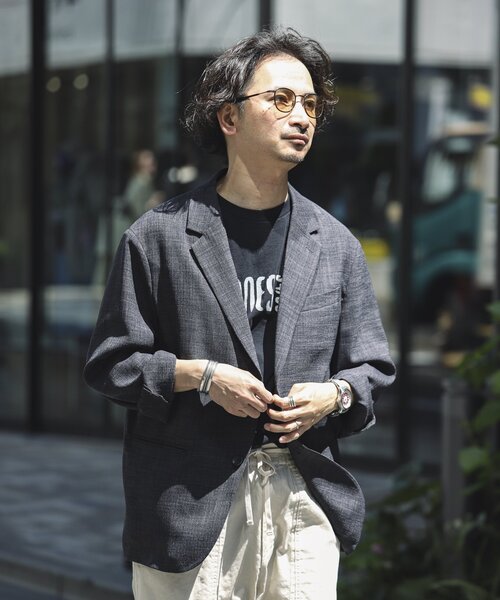 JOURNAL STANDARD relume（ジャーナルスタンダード　レリューム）の「TECH CANVAS ジャケット（セットアップ着用可）（テーラードジャケット・メンズ・ブラック/アイボリー/クリアブルー/ライトグレー・MEDIUM/LARGE）」の11枚目の写真