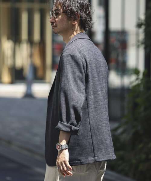 JOURNAL STANDARD relume（ジャーナルスタンダード　レリューム）の「TECH CANVAS ジャケット（セットアップ着用可）（テーラードジャケット・メンズ・ブラック/アイボリー/クリアブルー/ライトグレー・MEDIUM/LARGE）」の12枚目の写真