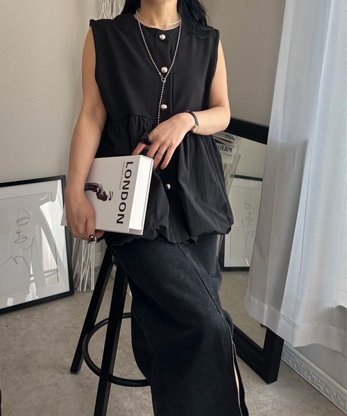 deux amour(ドゥーザムール)の「バルーンベスト(Tシャツ/カットソー・レディース・ブラック/ホワイト・M~L)」の15枚目の写真