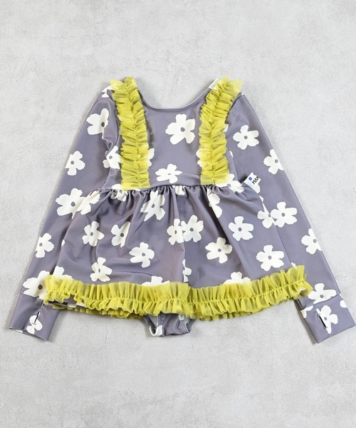 MARKEY'S(マーキーズ)の「【UVカット/水着】チュールフリル長袖ワンピース(水着・キッズ・ブラック/グレー・140/130/120/110/100/90)」の3枚目の写真