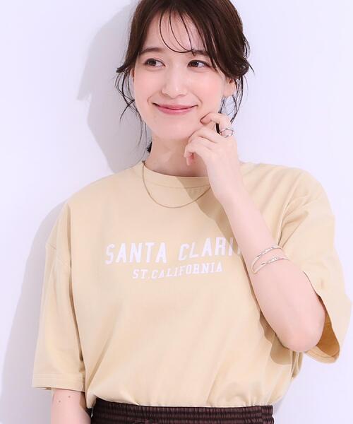 SHOO・LA・RUE（シューラルー）の「【選べる4柄】コットンプリントロゴTシャツ（Tシャツ/カットソー・レディース・ブラウン系その他2/ベージュ系その他4/イエロー系その他5/ホワイト系1/ホワイト系3/ホワイト系4/ブラック系/サックスブルー系2・01/02/03/04）」の8枚目の写真